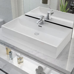 vidaXL Basin with Faucet Hole Ceramic White 76x42.5x14.5cm Above Counter Sink