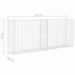 vidaXL Gabion Basket Steel 85x30x200cm Silver Garden Landscaping Wall Rock - Additional view 4