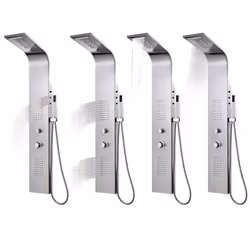 vidaXL Shower Panel System Stainless Steel Curved Tower Column Pillar Bathroom - Additional view 2