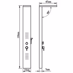 vidaXL Shower Panel System Stainless Steel Square Tower Column Pillar Bathroom - Additional view 8