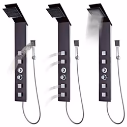 vidaXL Shower Panel System Glass Brown Tower Pillar with Massage Jets Bathroom