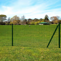 vidaXL Euro Fence Set with Ground Spikes 25x1m Steel Green Garden Barrier
