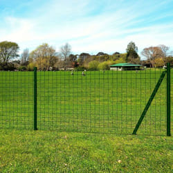 vidaXL Euro Fence Set with Ground Spikes 25x1m Steel Green Garden Barrier