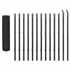 vidaXL Outdoor Garden Euro Fence Set Wire Mesh Panel Barrier 25x1.2 m Steel Grey