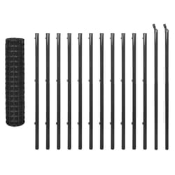 vidaXL Outdoor Garden Euro Fence Set Wire Mesh Panel Barrier 25x1.2 m Steel Grey