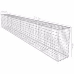 vidaXL Gabion Wall with Cover 600x50x100cm Basket Welded Mesh Rock-Stone Wall - Additional view 5