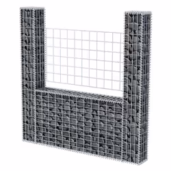 vidaXL Gabion Basket U-Shape Steel 160x20x150cm Garden Stone Rock Wire Fence