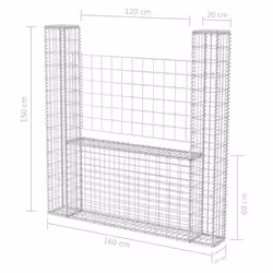 vidaXL Gabion Basket U-Shape Steel 160x20x150cm Garden Stone Rock Wire Fence - Additional view 5
