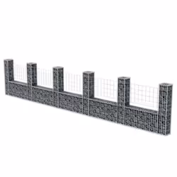vidaXL Gabion Basket U-Shape Steel 570x20x100cm Outdoor Garden Cage Wall Fence