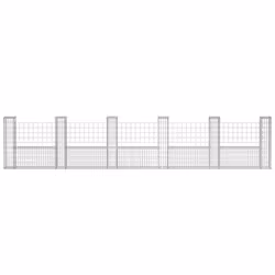 vidaXL Gabion Basket U-Shape Steel 570x20x100cm Outdoor Garden Cage Wall Fence