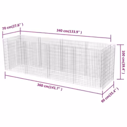 vidaXL Gabion Raised Bed Steel 360x90x100cm Outdoor Garden Planter Wall Basket