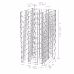 vidaXL Gabion Raised Bed Steel 50x50x100cm Outdoor Garden Rock-Stone Basket - Additional view 4