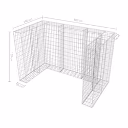 vidaXL Gabion Double Wheelie Bin Surround Steel 180x100x120cm Shed Surround - Additional view 7