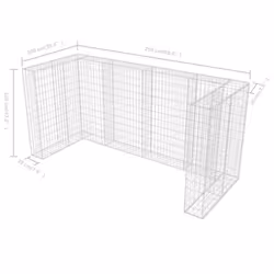 vidaXL Gabion Triple Wheelie Bin Surround Steel 250x100x120cm Shed Surround - Additional view 7