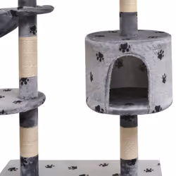 vidaXL Cat Tree with Sisal Scratching Posts 125 cm Paw Prints Grey Play Tower