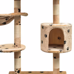 vidaXL Cat Tree with Sisal Scratching Posts 125 cm Paw Prints Beige Play Tower