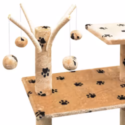 vidaXL Cat Tree with Sisal Scratching Posts 125 cm Paw Prints Beige Play Tower