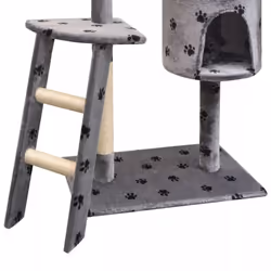 vidaXL Cat Tree with Sisal Scratching Posts 150 cm Paw Prints Grey Play Tower
