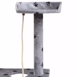 vidaXL Cat Tree with Sisal Scratching Posts 150 cm Paw Prints Grey Play Tower - Additional view 4