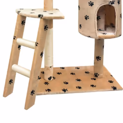 vidaXL Cat Tree with Sisal Scratching Posts 150 cm Paw Prints Beige Play Tower