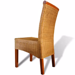 vidaXL 2x Dining Chairs Rattan Brown Handwoven Home Kitchen Furniture Seats