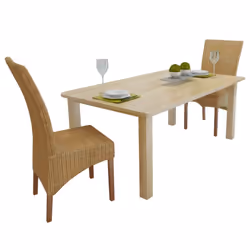 vidaXL 2x Dining Chairs Brown Natural Rattan Dinner Room Seating Furniture