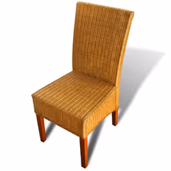 vidaXL 2x Dining Chairs Brown Natural Rattan Dinner Room Seating Furniture