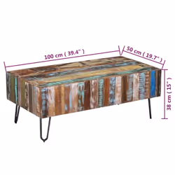 vidaXL Coffee Table Solid Reclaimed Recycled Wood 100x50x38 cm Living Room Home - Additional view 7