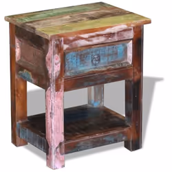 vidaXL Side Table Nightstand with 1 Drawer Solid Reclaimed Wood 43x33x51 cm - Additional view 2