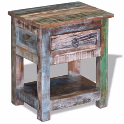 vidaXL Side Table Nightstand with 1 Drawer Solid Reclaimed Wood 43x33x51 cm - Additional view 4
