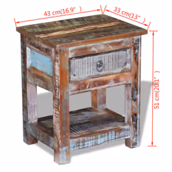 vidaXL Side Table Nightstand with 1 Drawer Solid Reclaimed Wood 43x33x51 cm - Additional view 8
