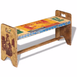 vidaXL Cola Entryway Wooden Bench Home Garden Outdoor Seat Solid Reclaimed Wood - Additional view 2
