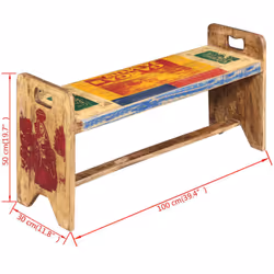 vidaXL Cola Entryway Wooden Bench Home Garden Outdoor Seat Solid Reclaimed Wood - Additional view 6