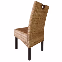 vidaXL 2x Dining Chairs Kubu Rattan Mango Wood Home Kitchen Furiniture Seat