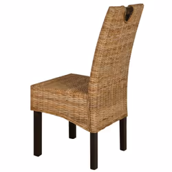 vidaXL 2x Dining Chairs Kubu Rattan Mango Wood Home Kitchen Furiniture Seat