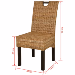 vidaXL 2x Dining Chairs Kubu Rattan Mango Wood Home Kitchen Furiniture Seat - Additional view 5