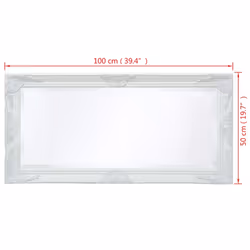 vidaXL Wall Mirror Baroque Style 100x50cm White Hanging Makeup Vanity Decor - Additional view 8