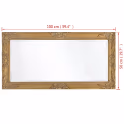 vidaXL Wall Mirror Baroque Style 100x50 cm Gold Hanging Vanity Glass Antique - Additional view 8