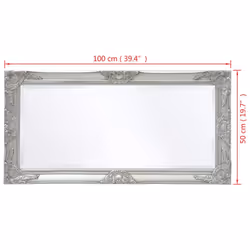 vidaXL Silver Baroque-Style Hanging Wall Mirror 100 x 50cm - Additional view 8