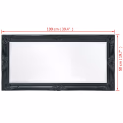 vidaXL Wall Mirror Baroque Style 100x50 cm Black Hanging Vanity Glass Antique - Additional view 8