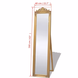 vidaXL Free-Standing Mirror Baroque Style 160x40 cm Gold Makeup Looking Glass - Additional view 6