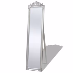 vidaXL Free-Standing Mirror Baroque Style 160x40cm Silver Makeup Looking Glass