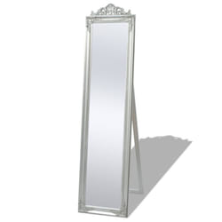 vidaXL Free-Standing Mirror Baroque Style 160x40cm Silver Makeup Looking Glass