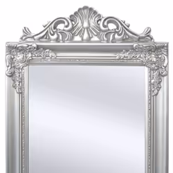 vidaXL Free-Standing Mirror Baroque Style 160x40cm Silver Makeup Looking Glass