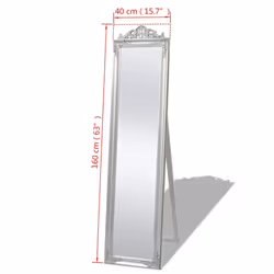 vidaXL Free-Standing Mirror Baroque Style 160x40cm Silver Makeup Looking Glass - Additional view 6