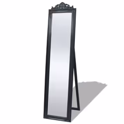 vidaXL Free-Standing Mirror Baroque Style 160x40 cm Black Makeup Looking Glass