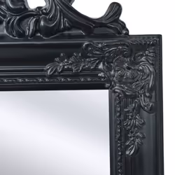 vidaXL Free-Standing Mirror Baroque Style 160x40 cm Black Makeup Looking Glass