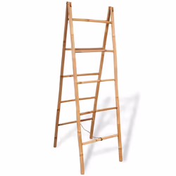 vidaXL Double Towel Ladder with 5 Rungs Bamboo 50x160 cm Bathroom Rack Holder