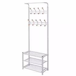 vidaXL Clothes Rack with Shoe Storage 68x32x182.5cm White Shelf Garment Stand