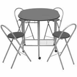 vidaXL Folding Dining Set 5 Pieces MDF Black Table and Chair Kitchen Furniture